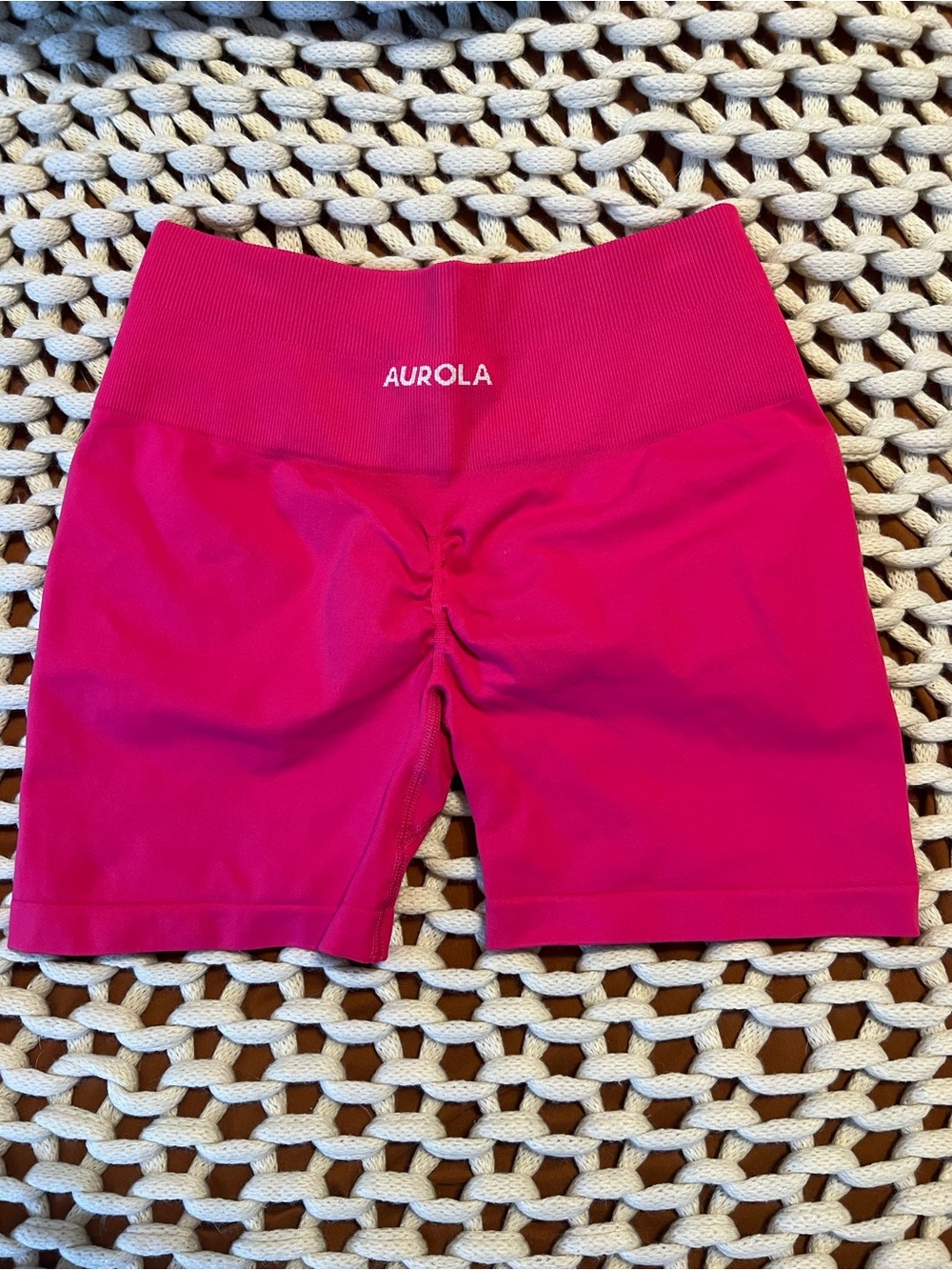 AUROLA High-Rise Hot Pink Seamless Bike Shorts